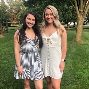 White/cream strapped button dress